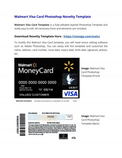 Walmart Visa Card Photoshop Novelty Template