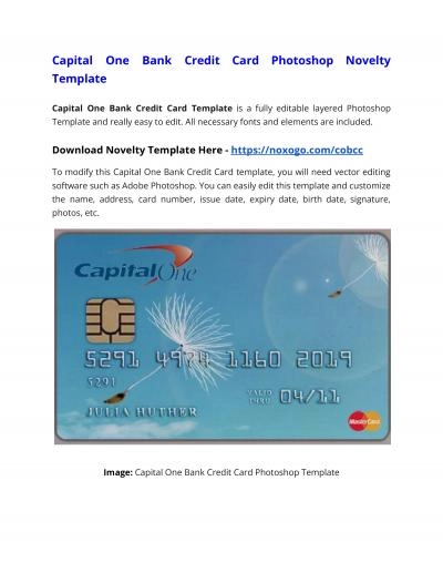 Capital One Bank Credit Card Photoshop Novelty Template