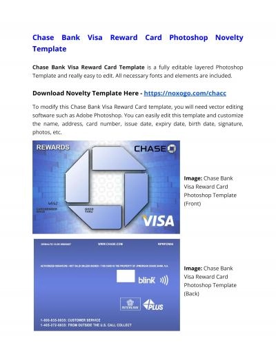 Chase Bank Visa Reward Card Photoshop Novelty Template