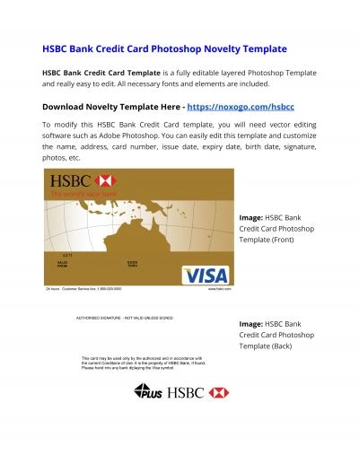 HSBC Bank Credit Card Photoshop Novelty Template