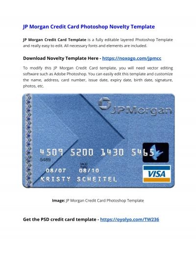 JP Morgan Credit Card Photoshop Novelty Template