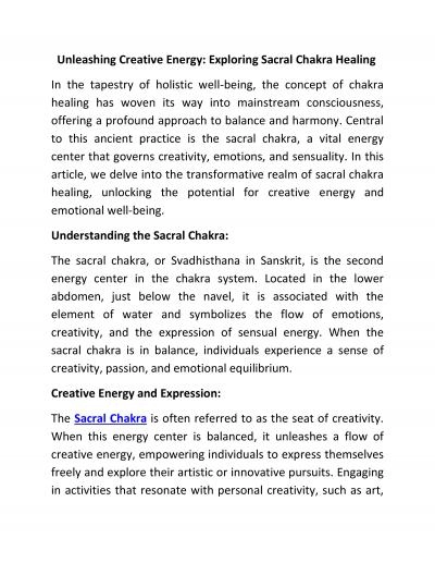 Unleashing Creative Energy: Exploring Sacral Chakra Healing