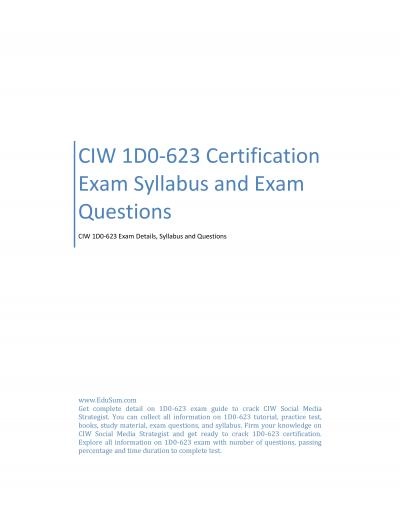 CIW 1D0-623 Certification Exam Syllabus and Exam Questions