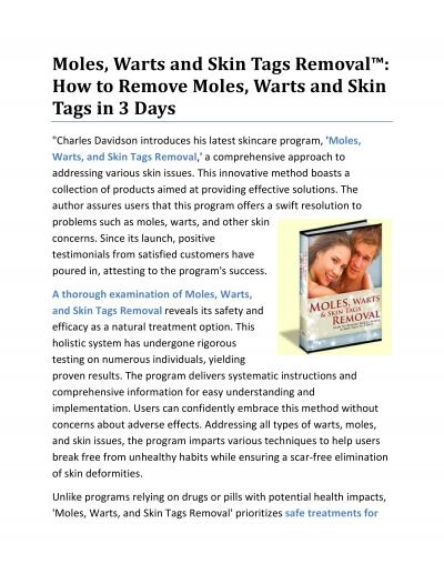 Moles, Warts and Skin Tags Removal™ eBook PDF Download Charles Davidson