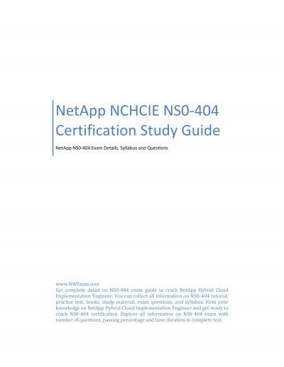 NetApp NCHCIE NS0-404 Certification Study Guide