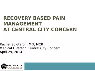1 Recovery based Pain Management