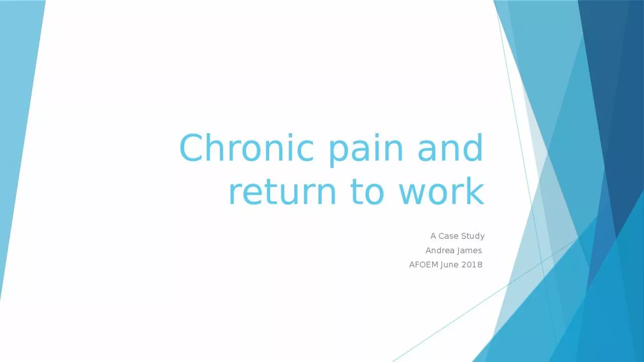 Chronic pain and return to work