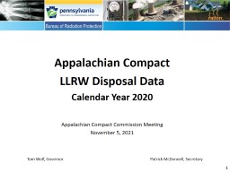 Appalachian Compact  LLRW Disposal Data