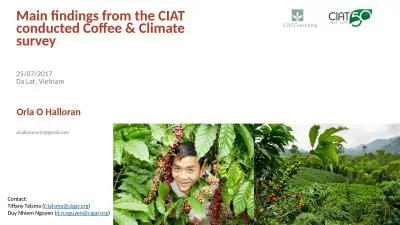 Main findings from the CIAT conducted Coffee & Climate survey