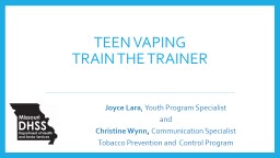 Teen Vaping  Train the Trainer