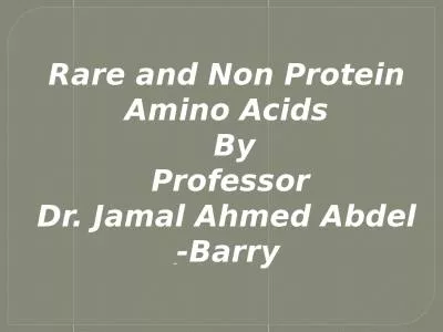Rare and Non  Protein Amino