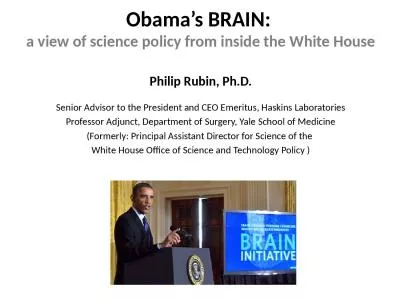 Obama’s BRAIN:  a view of science policy from inside the White House