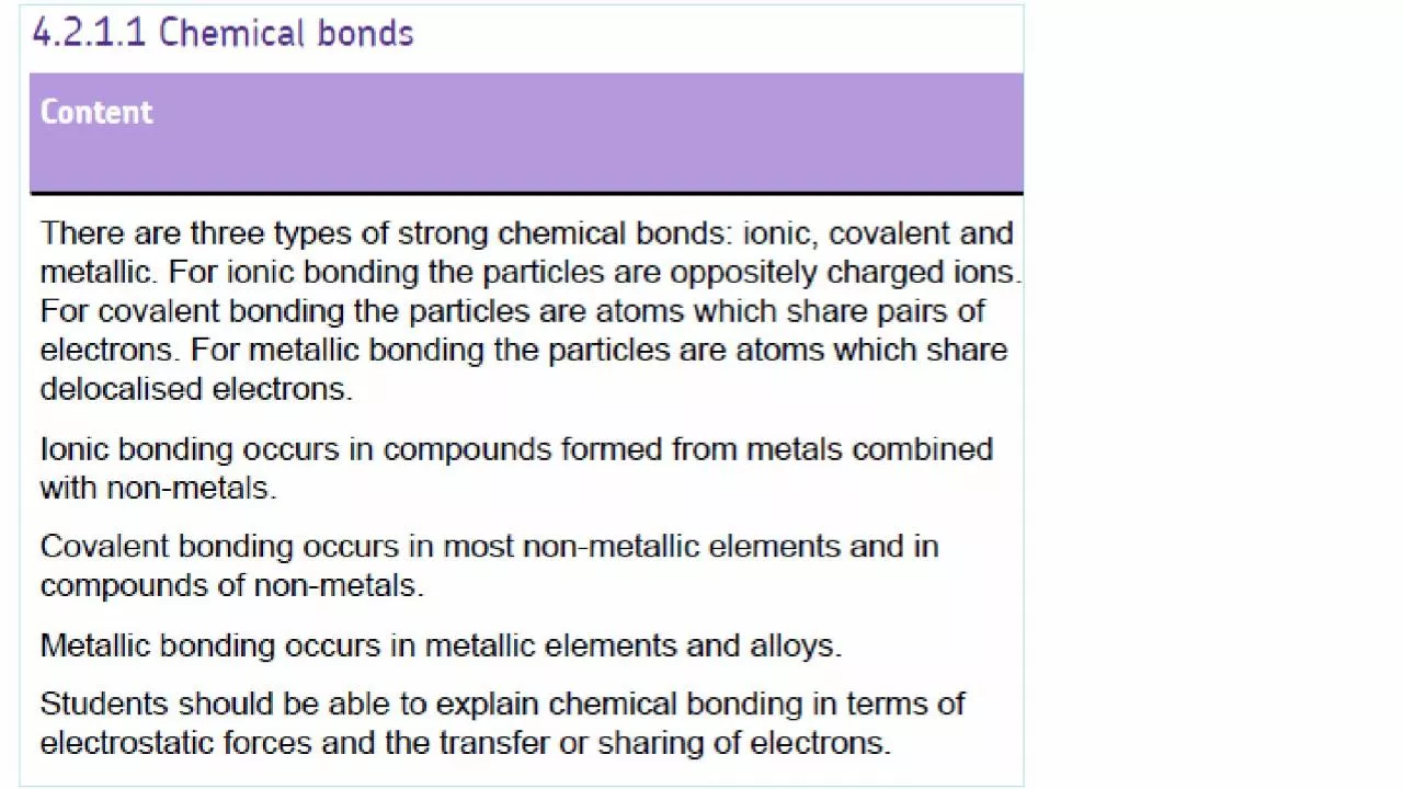 Ionic  bonding (metal + non-metal)
