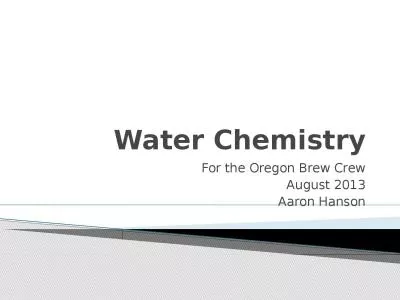 Water Chemistry For the Oregon Brew Crew