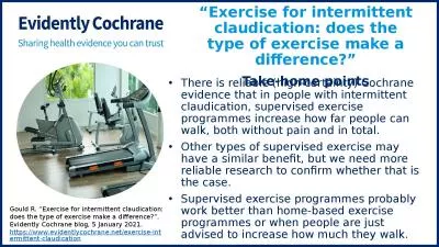 “Exercise for intermittent claudication: does the type of exercise make a difference?”