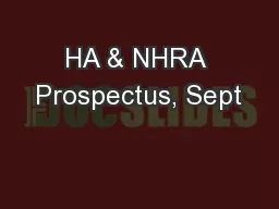 HA & NHRA Prospectus, Sept