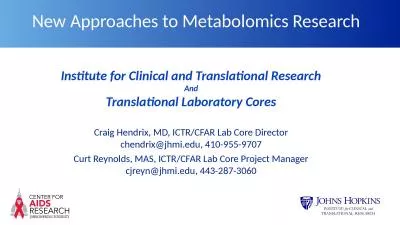 New Approaches to Metabolomics Research