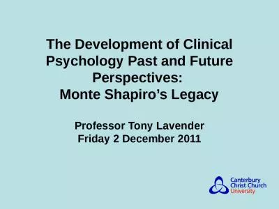 The Development of Clinical Psychology Past and Future Perspectives: