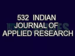 532  INDIAN JOURNAL OF APPLIED RESEARCH