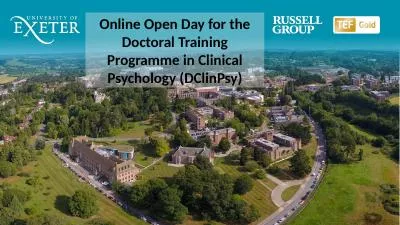 Online Open Day for the Doctoral Training Programme in Clinical Psychology (