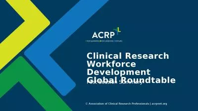 Clinical Research Workforce Development