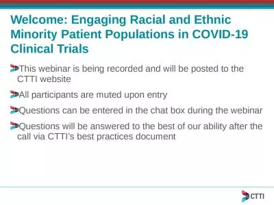 Welcome: Engaging Racial and Ethnic Minority Patient Populations in COVID-19 Clinical Trials