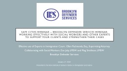 SAFE Cities webinar – Brooklyn defender services webinar: working effectively with social