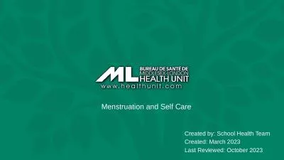 Menstruation and Self Care