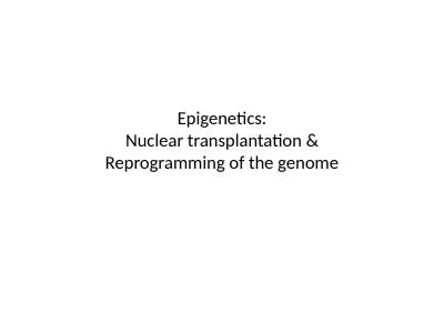 Epigenetics : Nuclear transplantation &