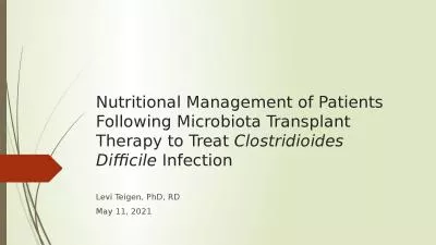 Nutritional Management of Patients Following Microbiota Transplant Therapy to Treat