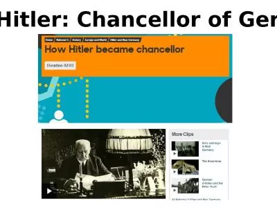 Adolf Hitler: Chancellor of Germany