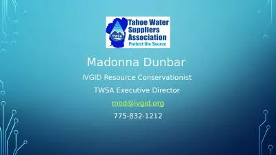 Madonna Dunbar  IVGID Resource Conservationist