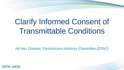 1 Clarify Informed Consent of Transmittable Conditions
