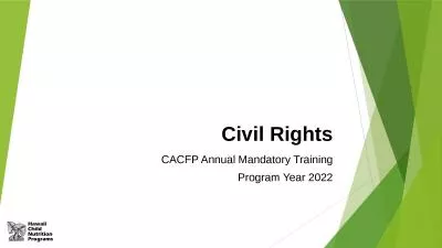 Civil Rights CACFP Annual Mandatory Training