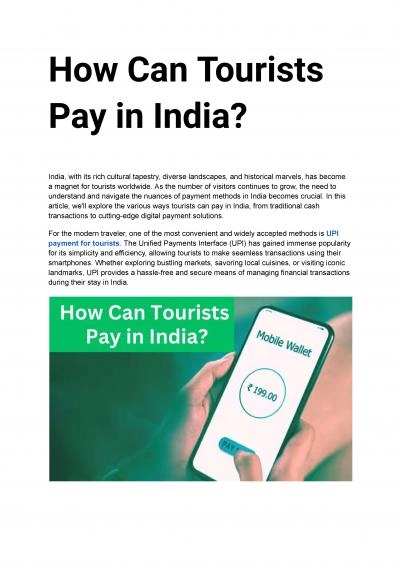 How Can Tourists Pay in India?