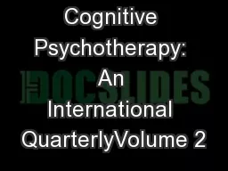 Journal of Cognitive Psychotherapy: An International QuarterlyVolume 2