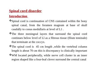 Spinal cord disorder Introduction