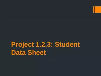 Project 1.2.3: Student Data Sheet