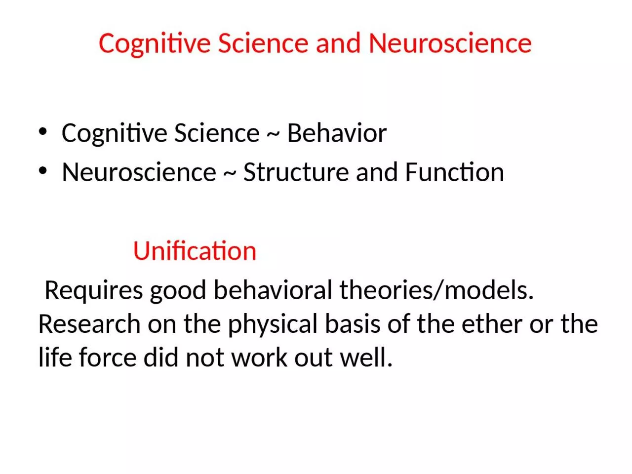 Cognitive Science and Neuroscience