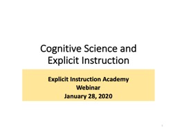 Cognitive Science and Explicit Instruction