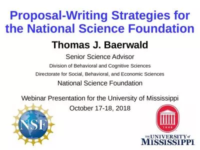 Proposal-Writing Strategies for the National Science Foundation
