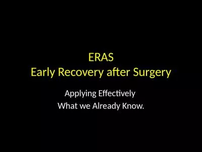 ERAS Early Recovery after Surgery