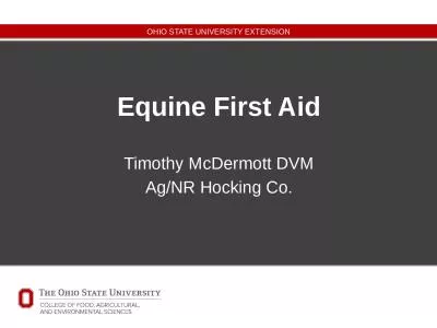 Equine First Aid Timothy McDermott DVM