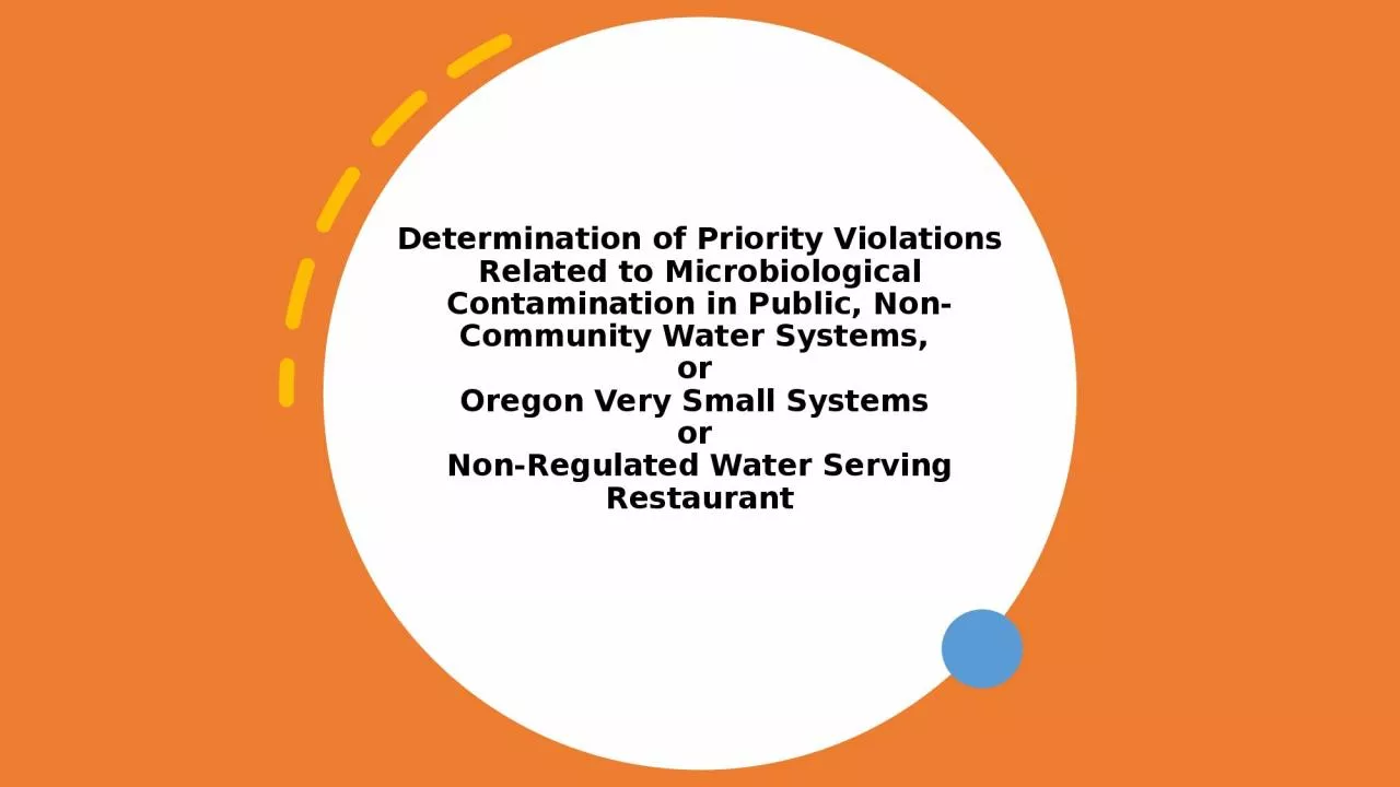 Determination of Priority Violations Related to Microbiological Contamination in Public,
