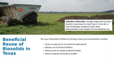 Beneficial Reuse of Biosolids in Texas