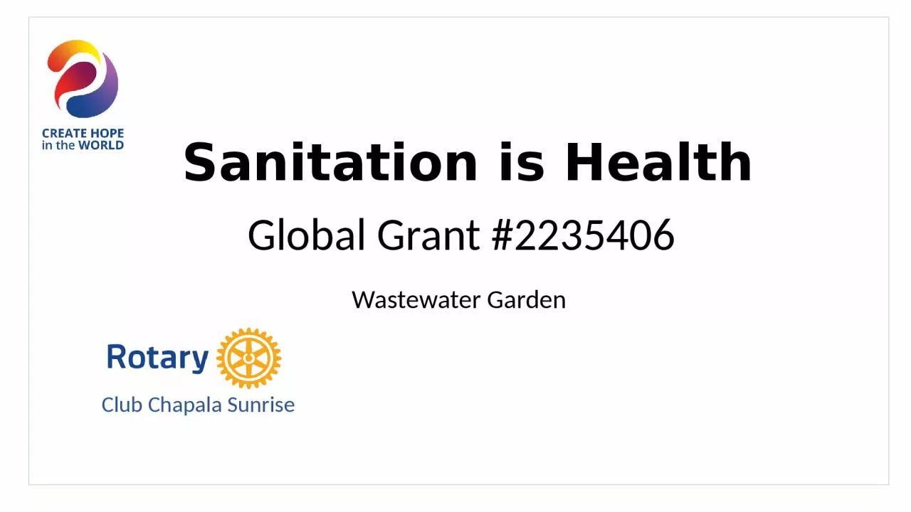 Global Grant #2235406 Sanitation is Health