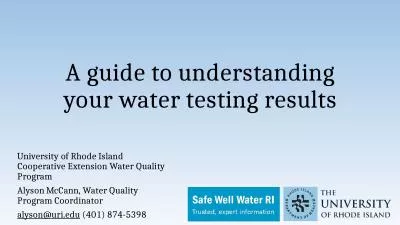 A guide to understanding your water testing results