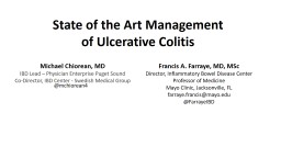 State of the Art Management of Ulcerative Colitis