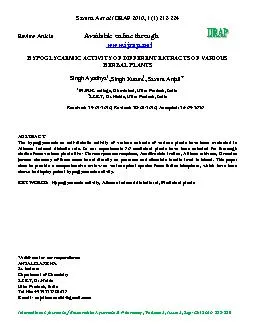 Saxena Aet al/ IJRAP 2010, 1 (1) �� International Journal of Research