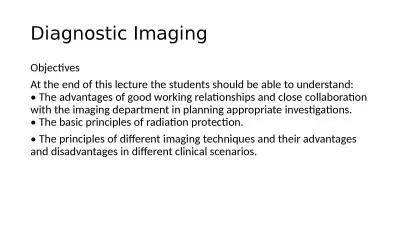 Diagnostic Imaging Objectives